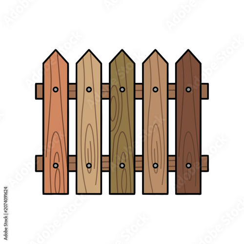 Wooden picket fence vector illustration