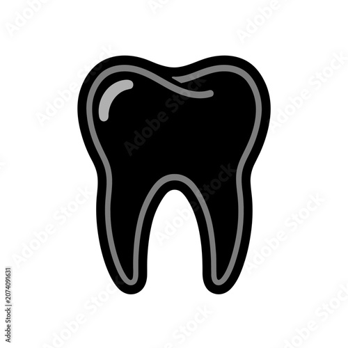 Black and Gray Tooth Icon Vector