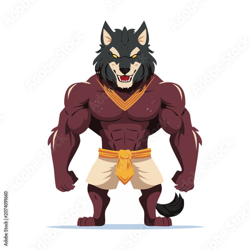 Cartoon anthropomorphic wolf man character