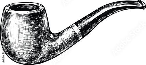 Tableau sur toile Smoking pipe vector illustration with vintage engraved details classic wooden tobacco pipe accessory for gentleman lifestyle and retro concept design
