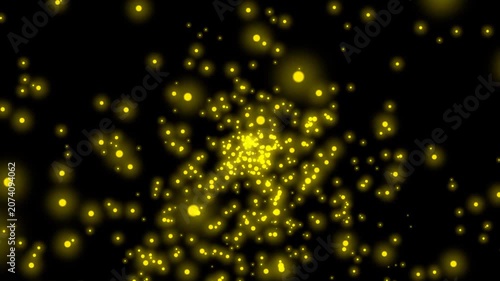 Yellow glowing particle background, abstract digital motion graphic