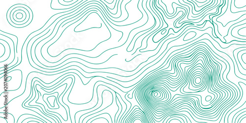 Mint Green Topographic Contour Background: Abstract elevation line pattern with soft flowing terrain design