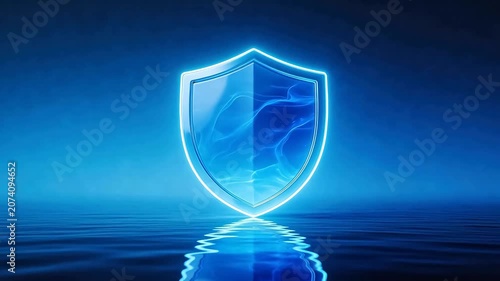 Blue glowing shield on water