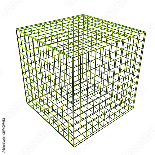 3d wireframe cube grid design.