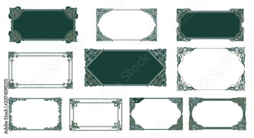 Ornate Decorative Borders and Frames - Vintage Swirl Corner Elements