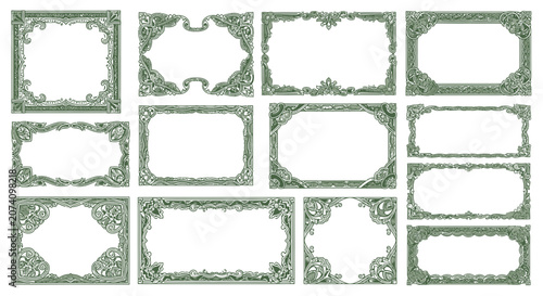 Ornate Decorative Borders and Frames Collection - Vintage Floral Elements