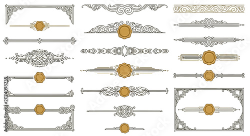 Ornate Decorative Dividers & Borders with Gold Seal Elements
