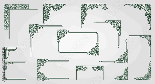 Ornate Decorative Corners Collection - Vintage Flourish Design Elements