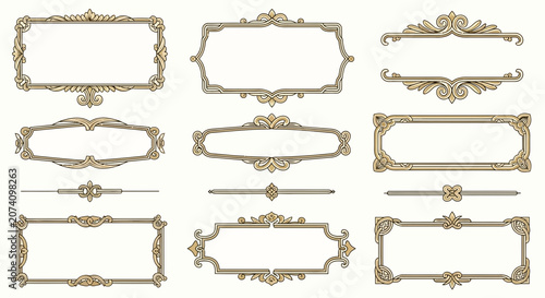 Ornate decorative frames and borders, vintage elegant design elements