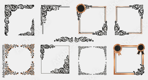 Ornate Floral Corners and Borders for Elegant Designs