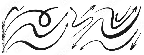 Hand Drawn Curved Marker Arrows Element Set