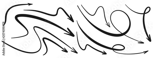 Hand Drawn Curved Marker Arrows Element Set