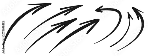 Hand Drawn Curved Marker Arrows Element Set