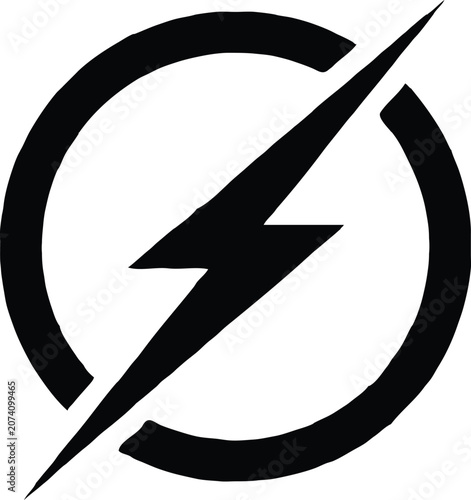 Lightning bolt circle icon vector electric power energy charging flash symbol