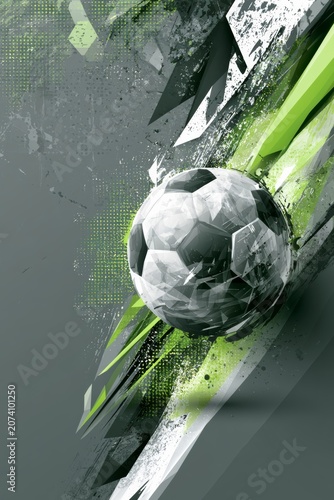 Faceted Soccer Ball with Bold Abstract Elements