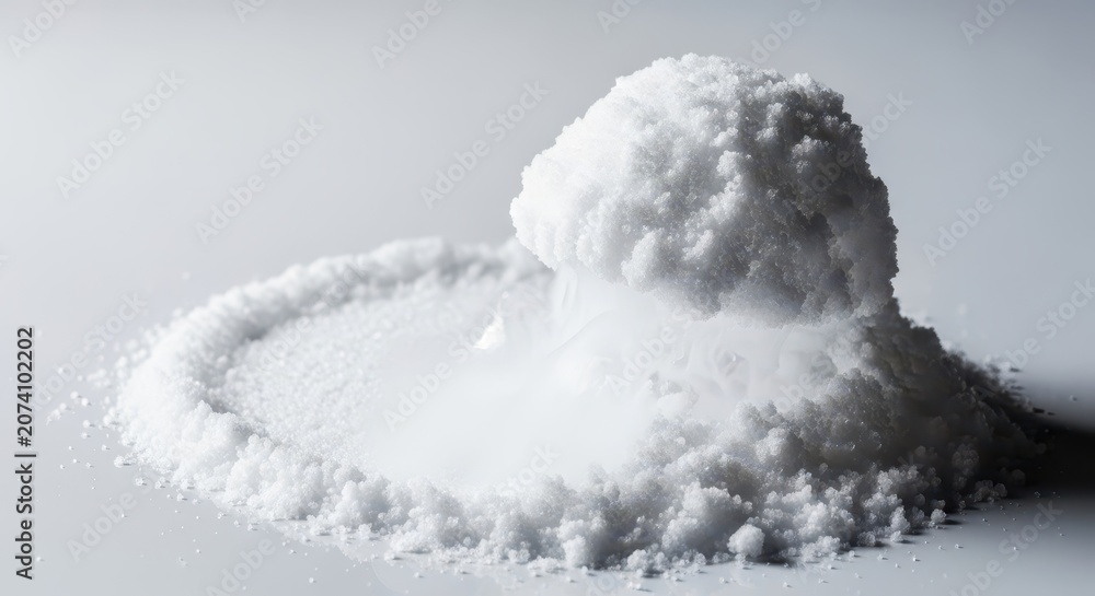 Fototapeta premium Close-up of highly concentrated saline solution evaporating, leaving behind a thick layer of coarse mineral crystals, mineral, background, chemistry