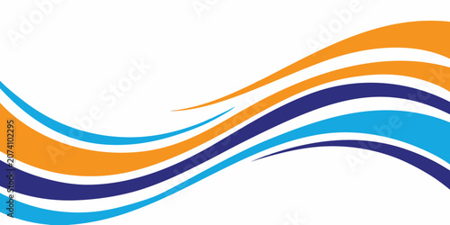 Billede på lærred Flowing Curves Pattern With Orange Blue And White Tones