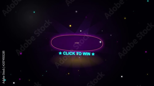 Glowing Neon Giveaway Button Animation With Floating Stars Background