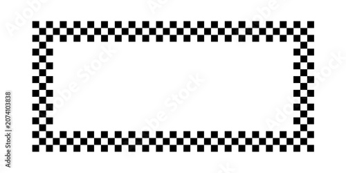 Minimalist Scalloped Checkered Frame Template. Aesthetic Retro Scallop Text Box Border. Classic Racing Checkerboard Scalloped Border Frame