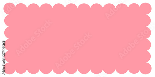 Soft Pink Scalloped Border Frame. Pastel Pink Wavy Edge Aesthetic Banner. Minimalist Pink Scalloped Text Box TemplateCute Pink Scalloped Rectangle Backdrop