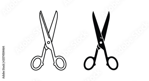Simple black pair of scissors open and closed
