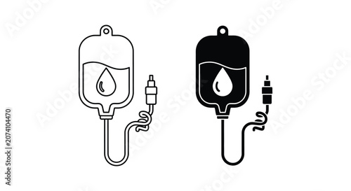 Medical iv drip bags connected to tubing