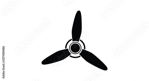 Black three-blade fan propeller with central hub