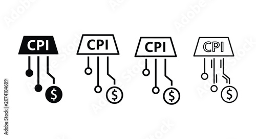 Three cpi icons with dollar signs connected