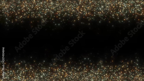 Bright, flickering, glowing particles on a black background. 4K
