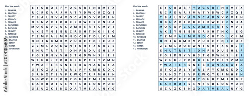Healthy Foods Word Search Educational Worksheet