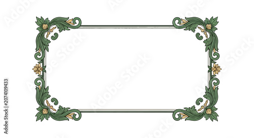 Ornate Floral Border Rectangle Design Element Vector