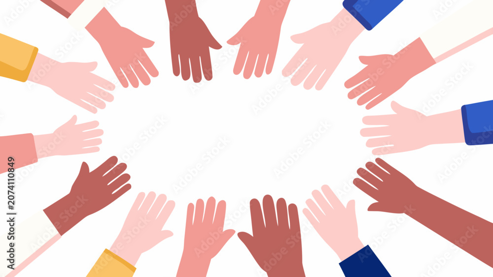 Fototapeta premium Hands Forming Circle Colorful Vector Illustration With White Background