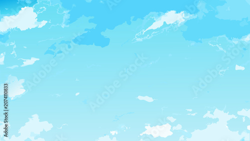 Bild auf Leinwand Blue sky with white clouds painted vector background illustration