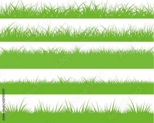 Fotografie Stylized Green Grass Strips A Repeating Vector Pattern On White