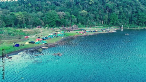 Aerial Drone View of Lake Tamblingan at Sunrise, Bali, Indonesia