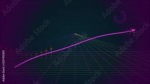 Digital growth arrow graph showing financial success and data analysis