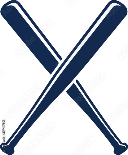 Two crossed baseball bats icon vector dark blue sports equipment logo