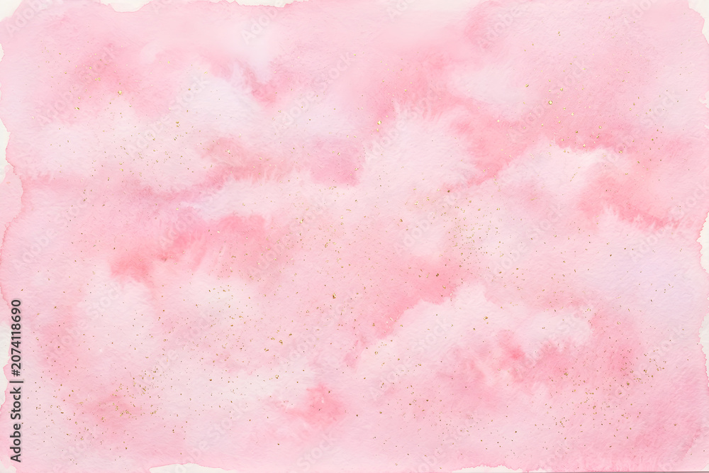 Obraz premium Pink watercolor with gold glitter