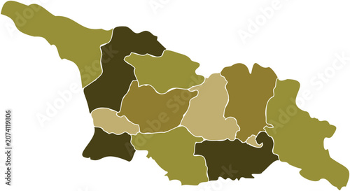 TITLE:

Multi-tone earthy brown and olive shaded political map of Georgia country with regional divisions