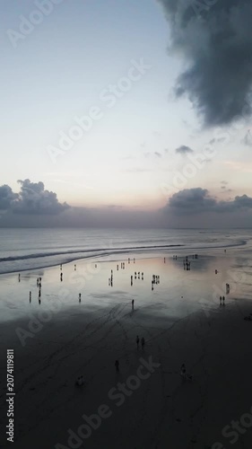 Golden Sunset Over Seminyak Beach, Bali – Aerial Drone Video