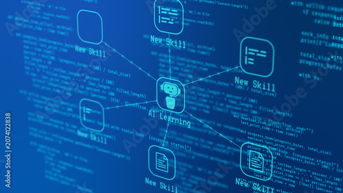 Foto AI agent skill concept, machine learning model execution, knowledge repository a