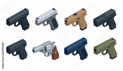 Obraz na plátně Handguns in Various Colors Displayed.