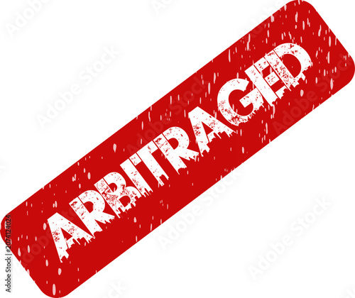 Картината върху платно Bold red textured rubber stamp with the word arbitraged signifying important fin