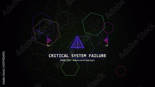 Critical system failure warning alert with digital technology interface