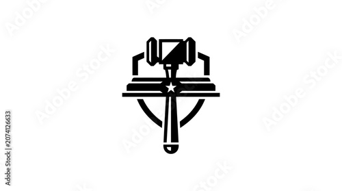 Foto Black and white law gavel icon.