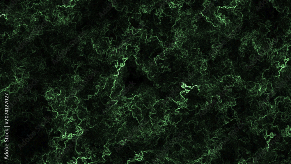 Obraz premium Dark green lightning strike effect background with neon lines. Dark tech background template with bioluminescent green root patterns.
