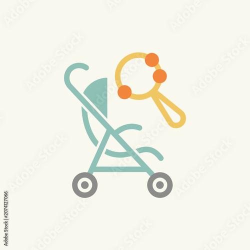 Canvas-taulu Baby Stroller with Toy Pacifier.