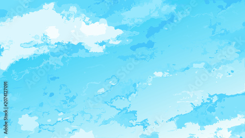 Bild auf Leinwand Painted sky with clouds a watercolor background in shades of blue
