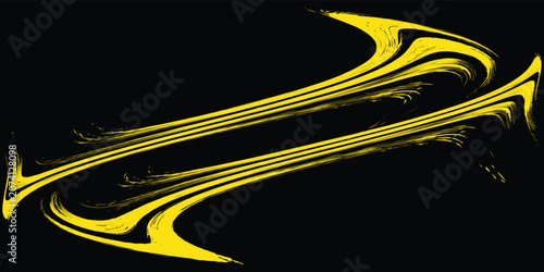 yellow black brush wrap car sticker pattern abstract banner sporty lines black yellow color combination grunge brush pattern racing motorsport design  vector illustration.