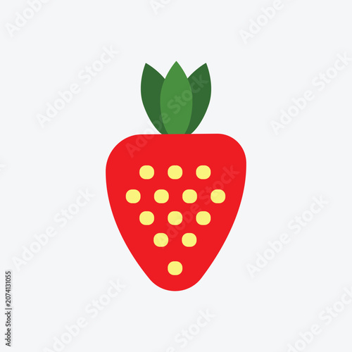 Flat Strawberry Icon Isolated on White Background Vector Illustration